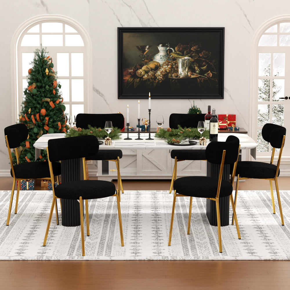 Modern Oval Dining Table Set with Boucle Chairs – 4 to 6 Seats