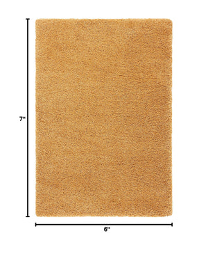 Gold Shag Area Rug – Moroccan Tile Pattern, 2-Inch Thick, Non-Shedding