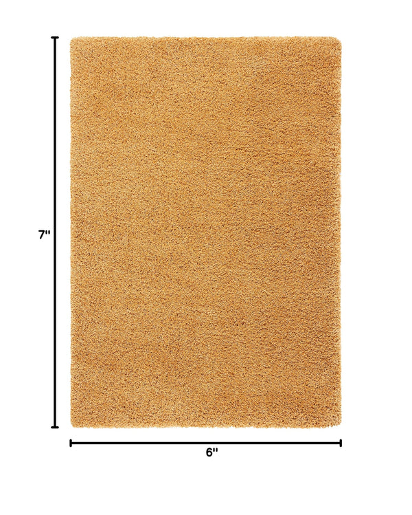 Gold Shag Area Rug – Moroccan Tile Pattern, 2-Inch Thick, Non-Shedding