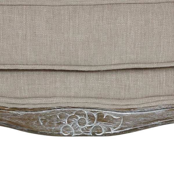 French Country Accent Chair with Rattan Back & Feather Down Cushion
