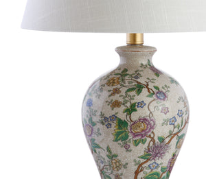 24" French Country Ceramic Floral Urn Table Lamp