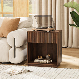Fluted Nightstand Set of 2 with Charging Station