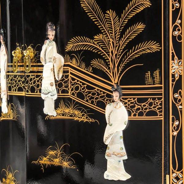 Chinese Lacquer Storage Cabinet with Mother of Pearl Inlay