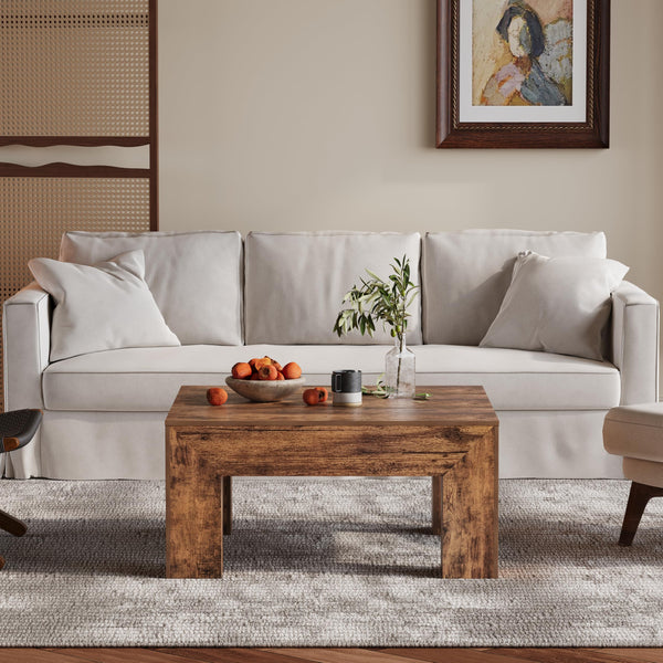Square Farmhouse Coffee Table 35.5" Rustic Brown