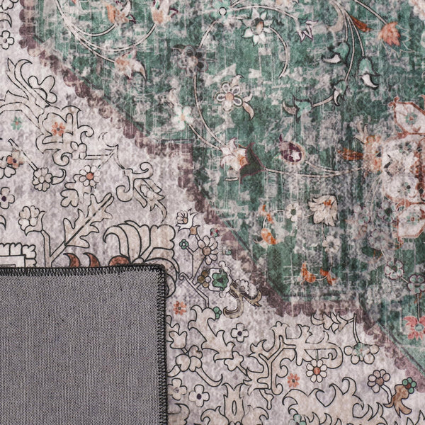 6x9 Vintage Persian Area Rug – Floral Medallion Washable Carpet