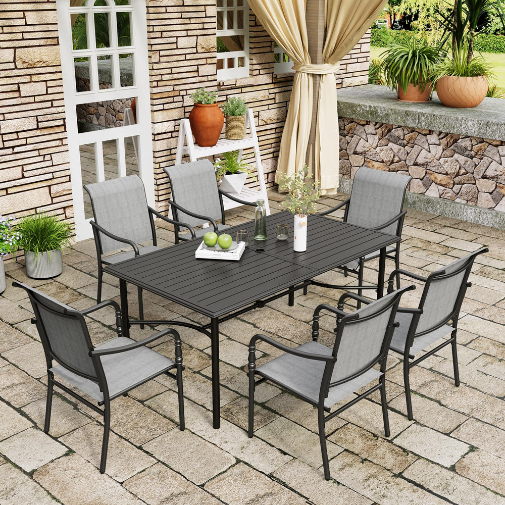 Outdoor Patio Dining Set with Textilene Chairs & Rectangular Table