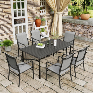 Outdoor Patio Dining Set with Textilene Chairs & Rectangular Table
