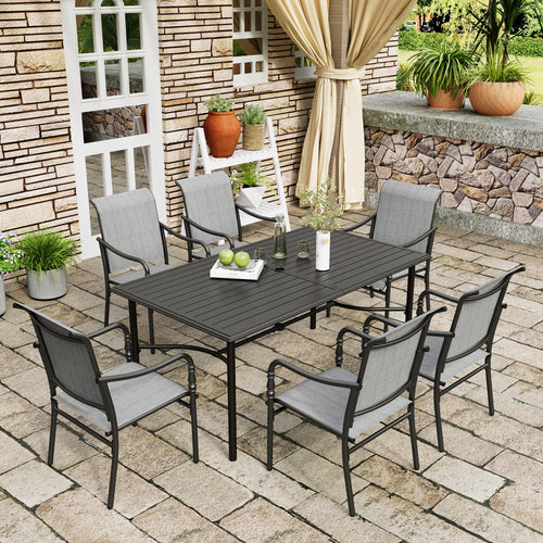 Outdoor Patio Dining Set with Textilene Chairs & Rectangular Table