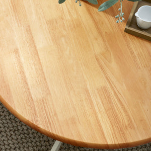 Round Wooden Dining Table Set with 4 Cross Back Chairs – Seats 4