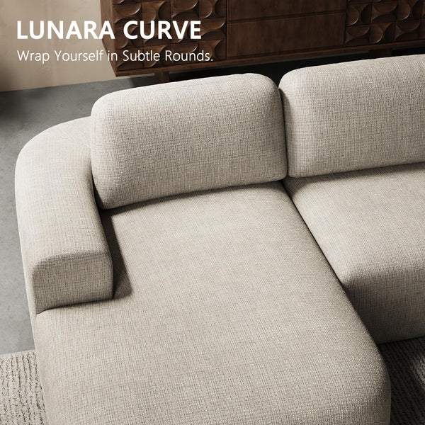 Modular Sectional Sofa with Chaise – Bouclé Upholstery, L-Shaped, Oatmeal Beige