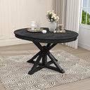 Extendable Round Dining Table with Oak Veneer Top