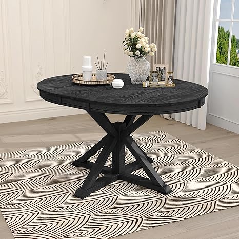Extendable Round Dining Table with Oak Veneer Top