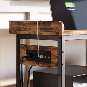 Console Table with Power Outlet – Height Adjustable Entryway Sofa Table