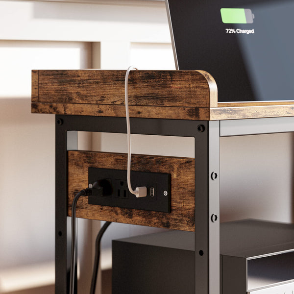 Console Table with Power Outlet – Height Adjustable Entryway Sofa Table
