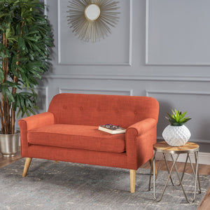 Mid-Century Modern Fabric Loveseat