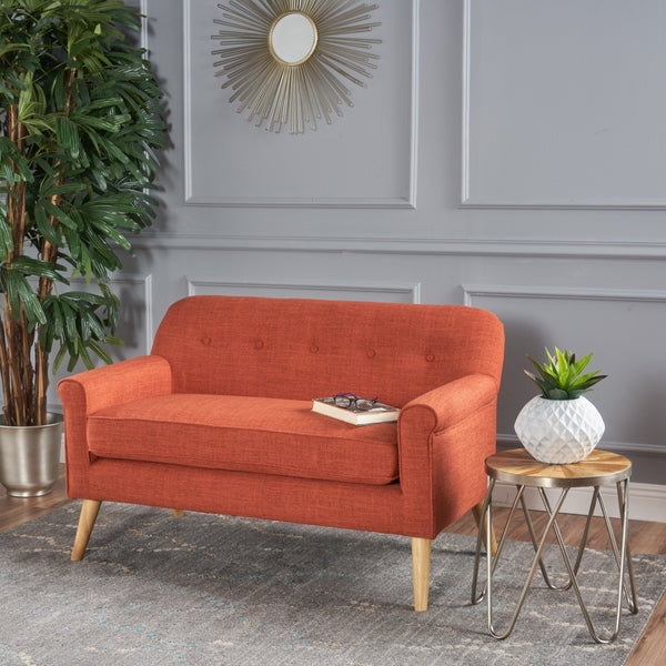 Mid-Century Modern Fabric Loveseat