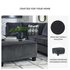 Oversized Square Accent Ottoman – Grey Chenille Upholstery