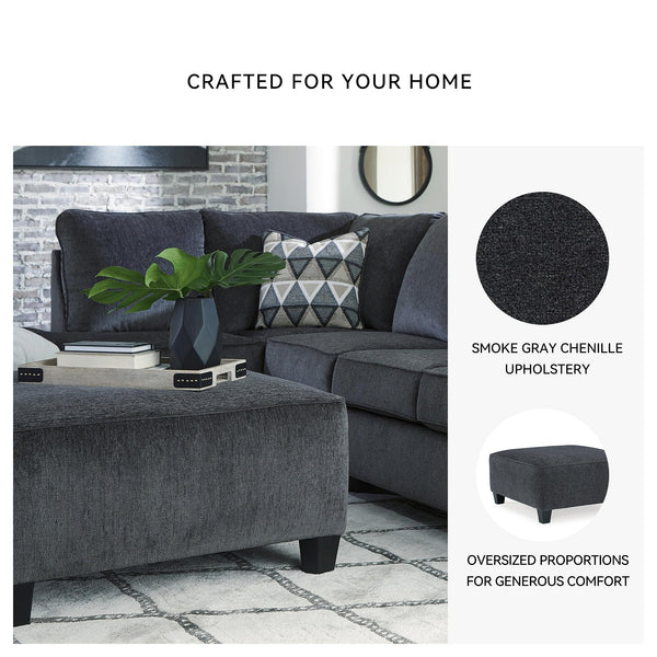 Oversized Square Accent Ottoman – Grey Chenille Upholstery