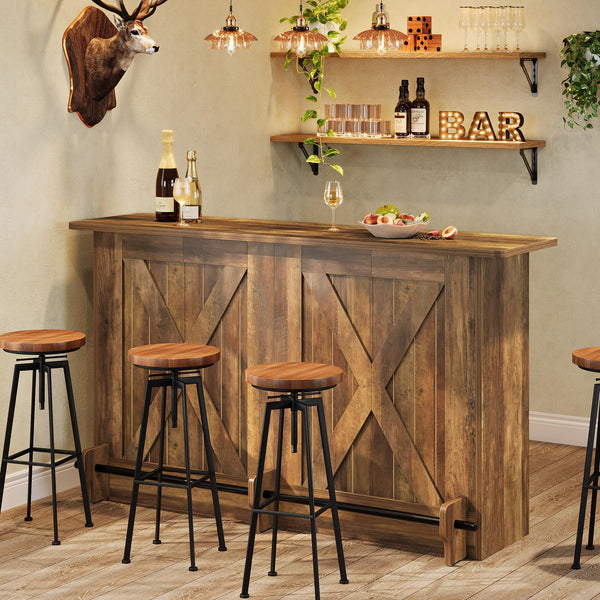 63-Inch 2-Tier Bar Table with Footrest