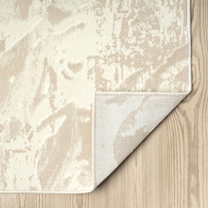 Geometric Cream Area Rug – Modern Abstract Wavy Pattern