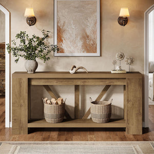 70.9" Farmhouse Console Table with Storage Shelf