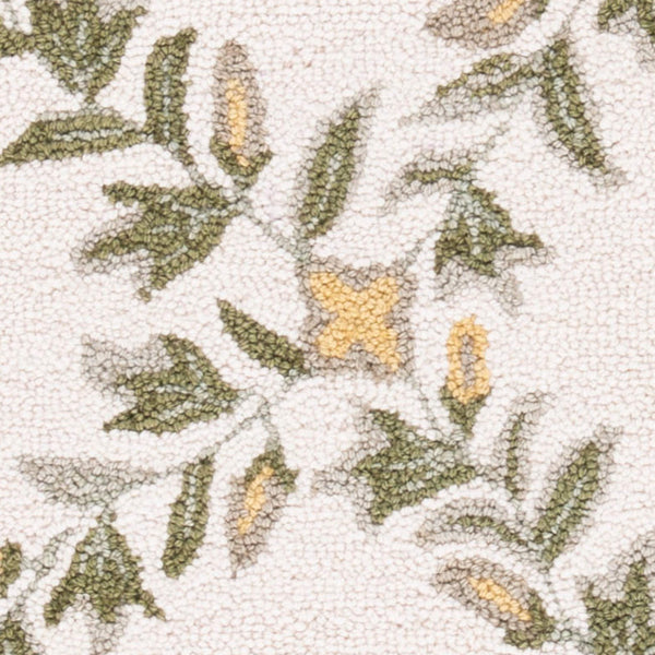 Hand-Hooked Wool Runner Rug 2'6" x 6' – Ivory & Green