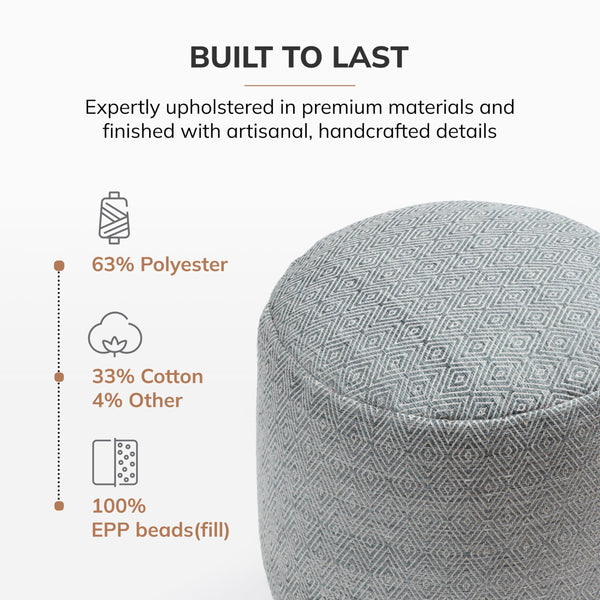 Round Pouf Ottoman Footrest – Handmade Floor Seating