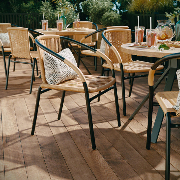 Rattan Stack Chair Set of 2 – Indoor Outdoor Patio Dining Chair