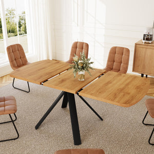 Extendable Dining Table Set for 6 with Upholstered Chairs
