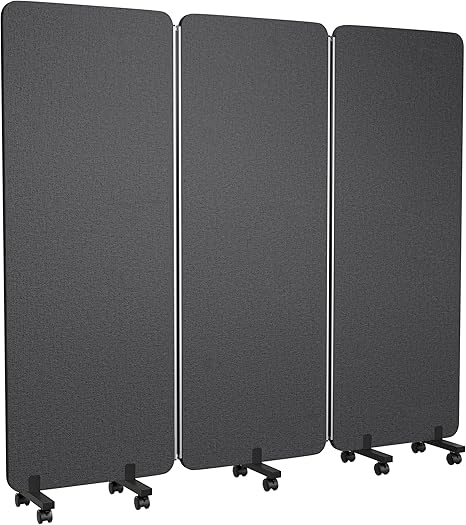 3-Panel Foldable Room Divider with Wheels, 71"W x 66"H