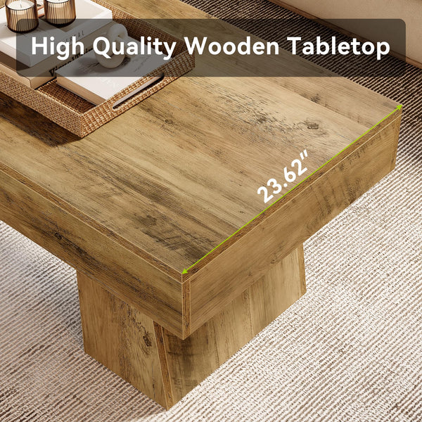 Farmhouse Rectangular Coffee Table – 47 Inch MDF Living Room Center Table