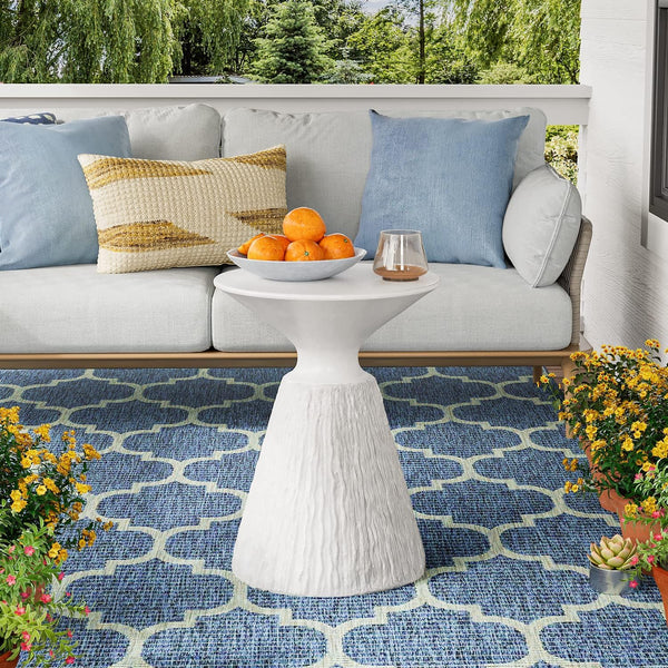 Mushroom Side Table Outdoor MgO Accent Table Round Patio End Table