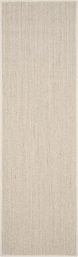 Marble Sisal Runner Rug 2'6" x 22' – Flat Woven with Fabric Border