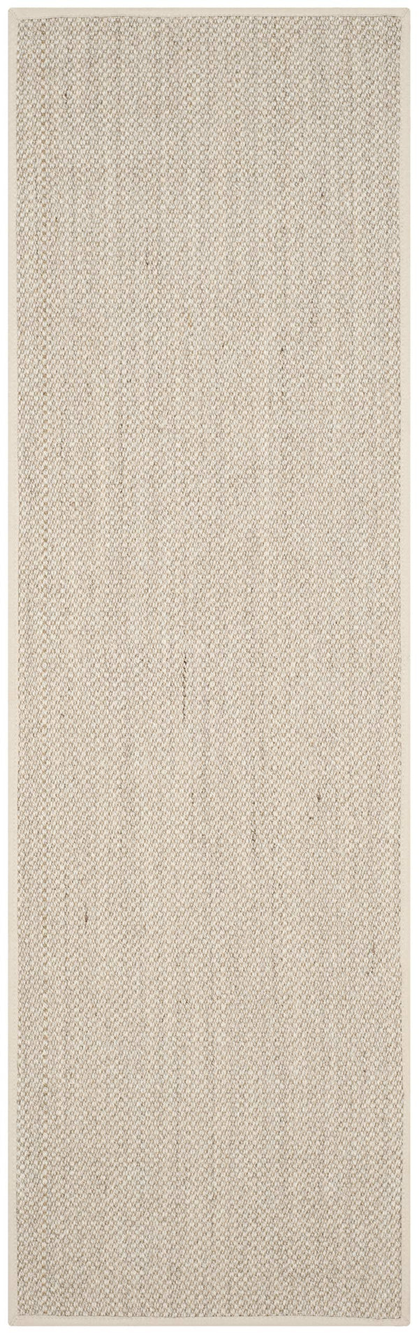 Natural Fiber Sisal Runner Rug 2'6" x 10' – Marble & Beige with Fabric Border