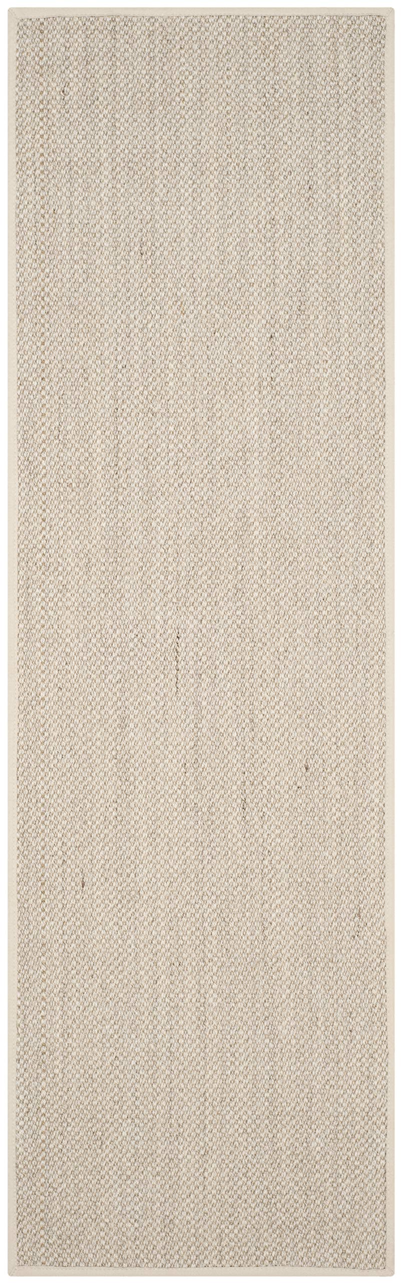 Marble Sisal Runner Rug 2'6" x 22' – Flat Woven with Fabric Border