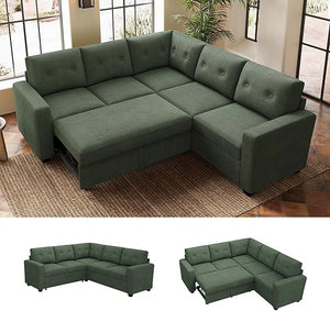 U-Shaped Sectional Sleeper Sofa with Storage Ottoman
