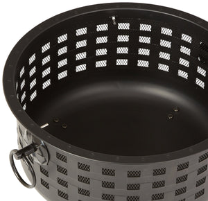 Round Steel Lattice Fire Pit with Spark Screen
