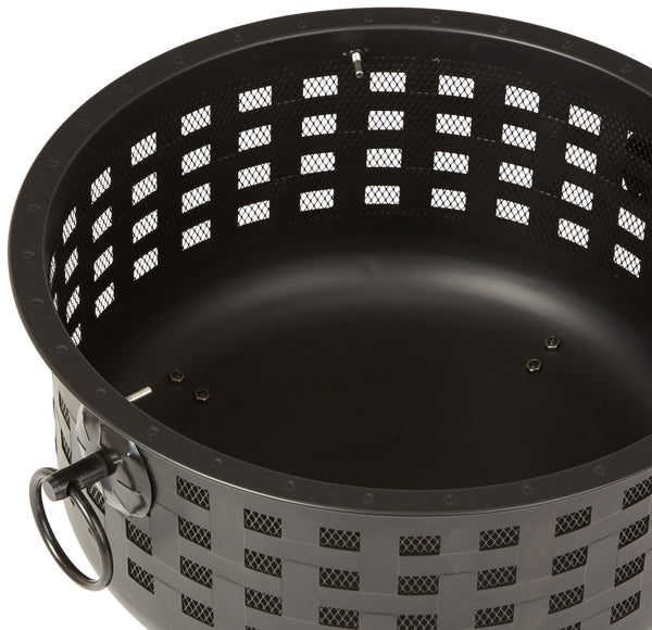 Round Steel Lattice Fire Pit with Spark Screen