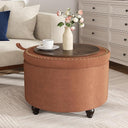 24-Inch Round Tufted Storage Ottoman