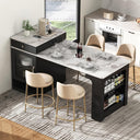 Trygoal Kitchen Island with Extendable Dining Table, 59.5" Rolling Kitchen Storage Table with Double-Sided Storage, Power Outlet and 2 Drawers, for Kitchen,Dining Room, White