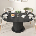Adjustable Round Dining Table with Wood Strip Base