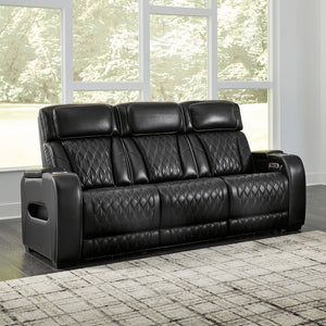 Power Reclining Sofa with Adjustable Headrest & LED Lighting