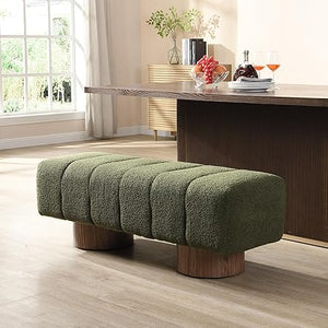 50" Chenille Fabric Upholstered Dining Bench for 2