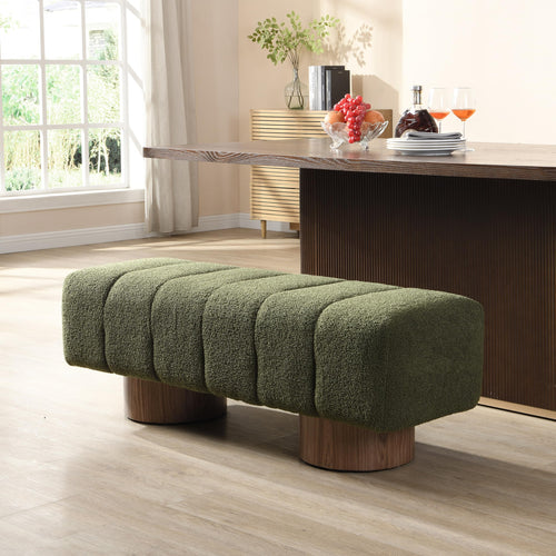 50" Boucle Fabric Dining Bench