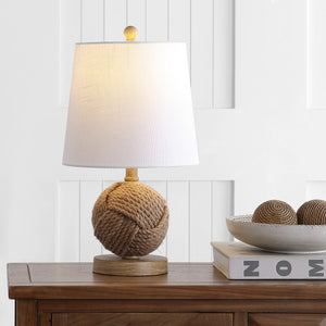 18" Natural Monkey Fist Rope Ball LED Table Lamp