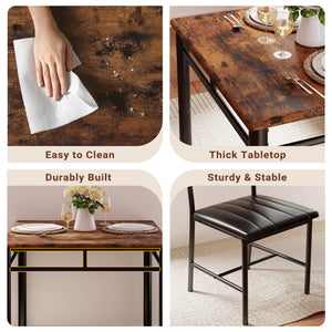 2-Person Dining Table Set with Upholstered Chairs