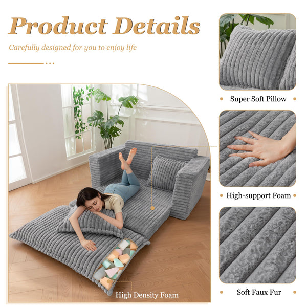 Convertible Loveseat Sleeper Sofa Bed with Cushion & Pillows