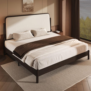 Queen Bed Frame with Upholstered Headboard