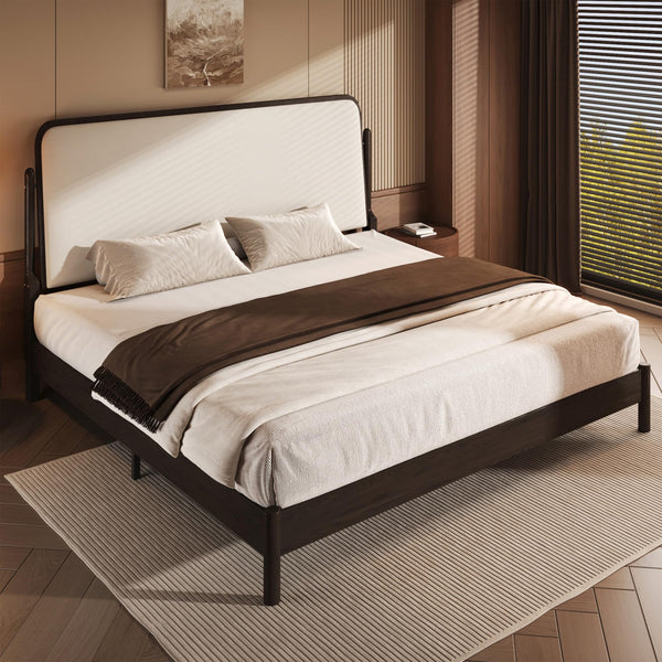 Queen Bed Frame with Upholstered Headboard