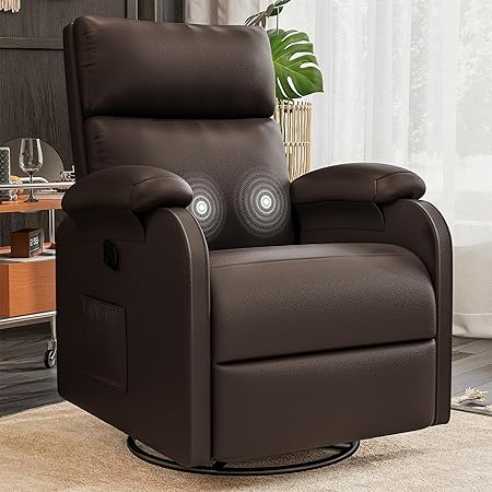 Swivel Rocking Recliner Chair with Massage & Adjustable Footrest